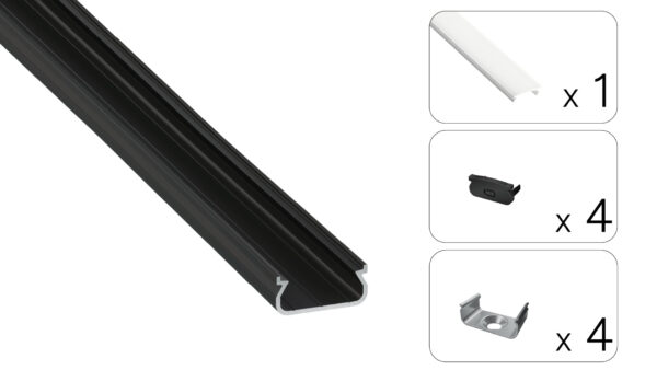 Profil LED natynkowy Orre czarny 2m klosz mleczny