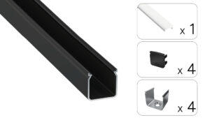 Profil LED natynkowy Helse czarny 2m klosz mleczny