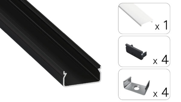 Profil LED natynkowy Egen czarny 3m klosz mleczny