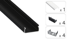 Profil LED natynkowy Egen czarny 3m klosz transparentny