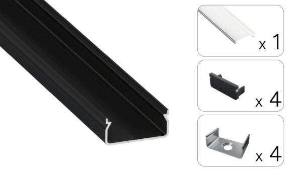 Profil LED natynkowy Egen czarny 3m klosz transparentny