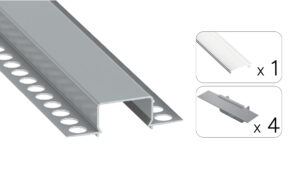 Profil LED wpuszczany GK Horst srebrny 3m klosz transparentny