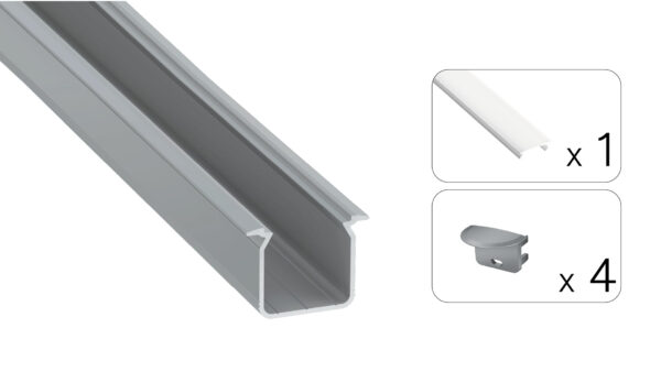 Profil LED wpuszczany Skagen srebrny 3m klosz mleczny