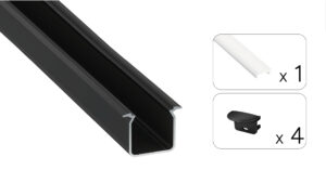 Profil LED wpuszczany Skagen czarny 2m klosz mrożony