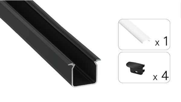 Profil LED wpuszczany Skagen czarny 2m klosz mrożony