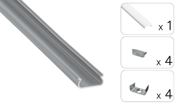 Profil LED natynkowy Orre srebrny 2m klosz mleczny