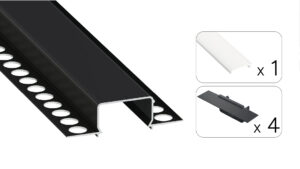 Profil LED wpuszczany GK Horst czarny 3m klosz mrożony