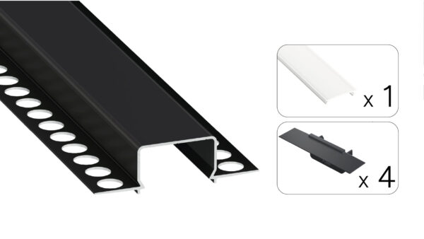 Profil LED wpuszczany GK Horst czarny 3m klosz mrożony