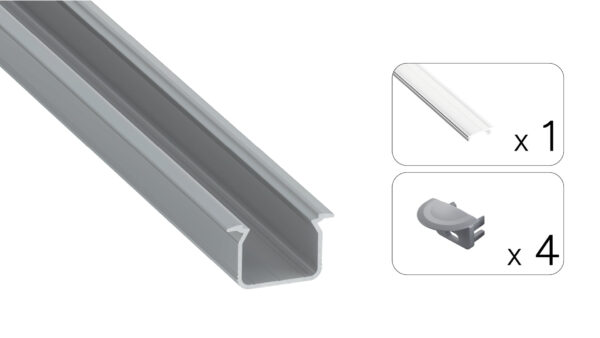 Profil LED wpuszczany Uhre srebrny 3m klosz transparentny