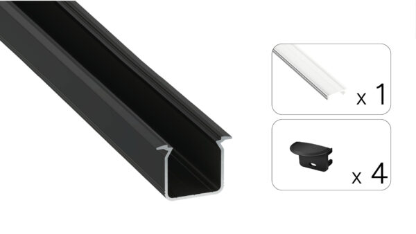 Profil LED wpuszczany Skagen czarny 2m klosz transparentny