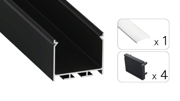 Profil LED natynkowy Nors czarny 2m klosz transparentny