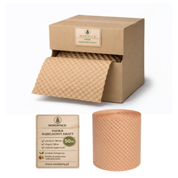 Papier bąbelkowy Kraft 30cm/50mb 80gsm Wypełniacz do paczek Premium