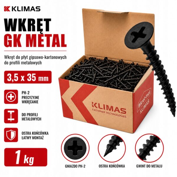 KLIMAS Wkręty do płyt G-K Wkręt-Met 3,5 x 35 mm 1kg