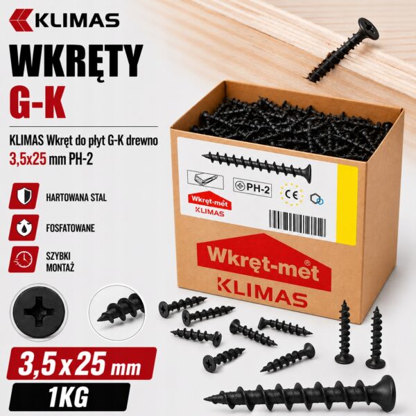 KLIMAS Wkręt fosfatowany do drewna Wkręt-Met 3,5x25 1kg