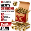 KLIMAS Wkręty ciesielskie 8x60 mm 50 szt. Łeb Talerzowy Podkładkowy Ocynk