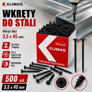 KLIMAS Wkręty do stali Wkręt-Met 3,5 x 45 mm 500 szt.