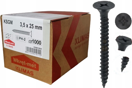 2e7df0ada26c5ce59e3274f4034f1832 KLIMAS Wkręty do stali Wkręt-Met 3,5 x 25 mm 1000 szt.