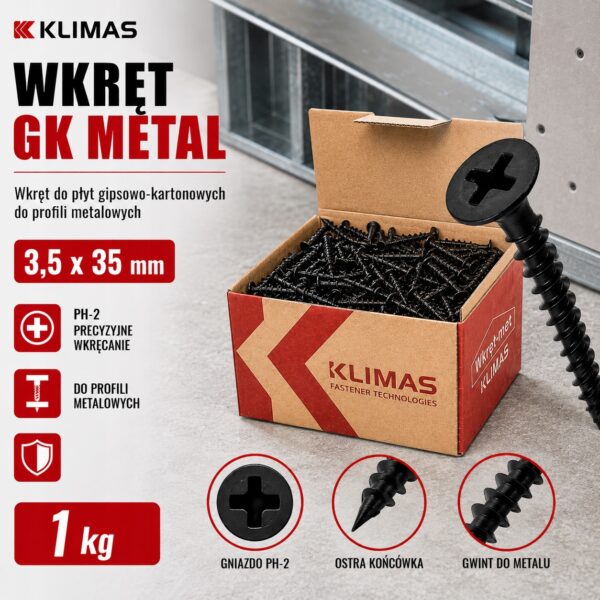 KLIMAS Wkręty do płyt G-K Wkręt-Met 3,5 x 35 mm 1kg
