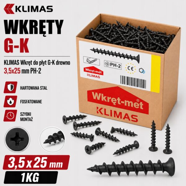 KLIMAS Wkręt fosfatowany do drewna Wkręt-Met 3,5x25 1kg