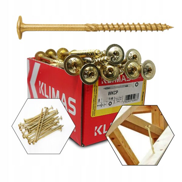 KLIMAS Wkręty ciesielskie 8x140 do drewna łeb talerzowy Torx Klimas 25 szt.