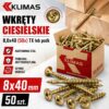 9c388e645bcfbb85d175eb879480ca42 KLIMAS Wkręty Ciesielskie 8x40 TX40 Łeb Talerzowy Do Drewna Więźby OSB x50