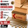 Wkręty ciesielskie TORX 8x160 mm 25 szt. talerzowe do drewna Klimas WKCP