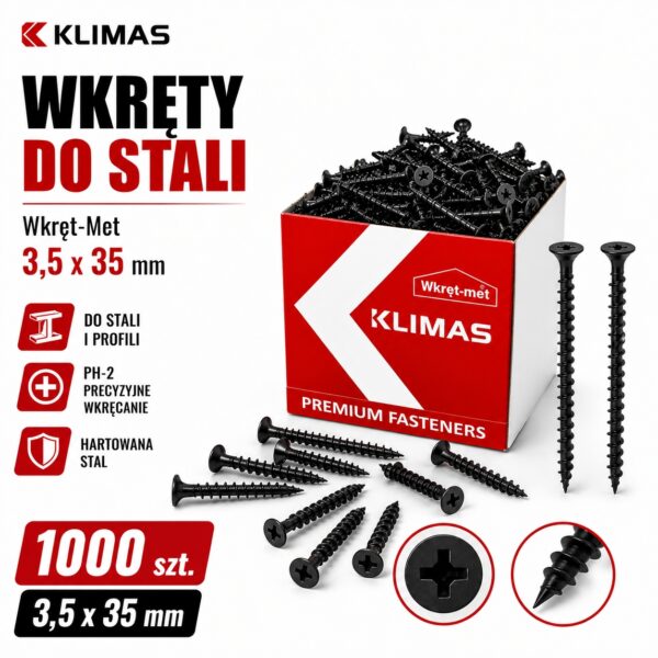 c4bdf1c2527a06a25fce46a602b126da KLIMAS Wkręty do stali Wkręt-Met 3,5 x 35 mm 1000 szt.