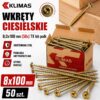 d999a510a4bad913241c1bbb8f3c3499 KLIMAS Wkręty ciesielskie 8x100 do drewna łeb talerzowy Torx Klimas 50 szt.
