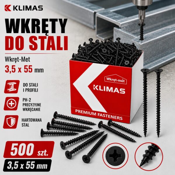 dbc6dd7fb99c77dbaa86c087254807db KLIMAS Wkręty do stali Wkręt-Met 3,5 x 55 mm 500 szt.