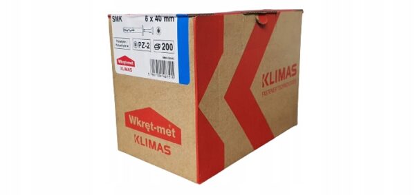 f6fbcb2bf9d6968b18d1300a1a25c715 KLIMAS Kołki do betonu Wkręt-Met 6 x 40 mm opak 200 szt. z kołnierzem