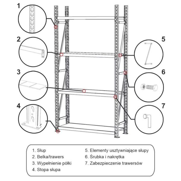 Regał Magazynowy Metalowy 20-półkowy 800x200x60cm do 200kg