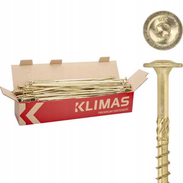 KLIMAS Wkręty ciesielskie 6 x 300 mm do drewna łeb talerzowy Torx 100 szt.