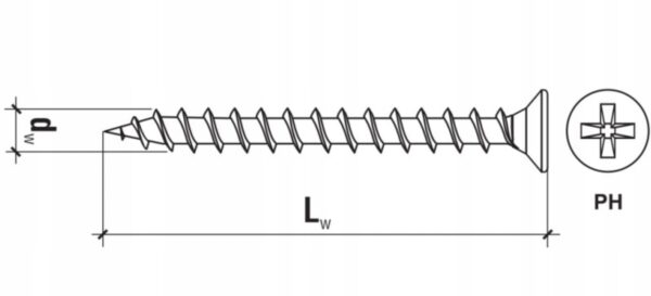 KLIMAS Wkręty do płyt karton gips do metalu Wkręt-Met 3,5 x 55 mm 1KG