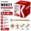KLIMAS Wkręty ciesielskie 6 x 60 mm do drewna łeb talerzowy Torx 100 szt.