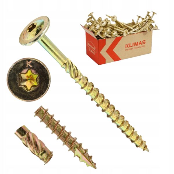 KLIMAS Wkręty ciesielskie 6 x 70 mm do drewna łeb talerzowy Torx 100 szt.