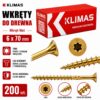Wkręty do drewna 4x70 mm 200 szt. TORX stożkowe Klimas WKCS