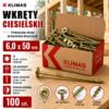 3eb194433e61f5ef468e74f62b486a90 KLIMAS Wkręty ciesielskie 6 x 50 mm do drewna łeb talerzowy Torx 100 szt.