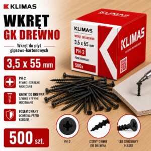 KLIMAS Wkręty do płyt G-K do drewna Wkręt-Met 3,5 x 55 mm 500 szt.