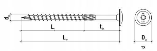 KLIMAS Wkręty ciesielskie 5 x 80 mm do drewna łeb talerzowy Torx 150 szt.