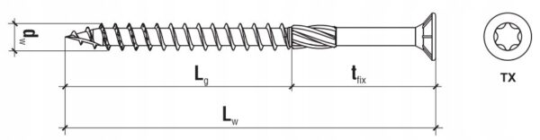 KLIMAS Wkręty do drewna Wkręt-Met 4 x 50 mm TORX łeb stożkowy 300 szt.