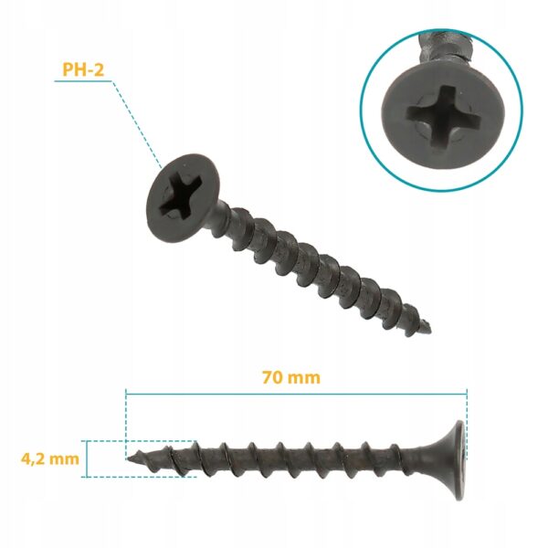 KLIMAS Wkręty do płyt G-K do drewna Wkręt-Met 4,2 x 70 mm 250 szt.