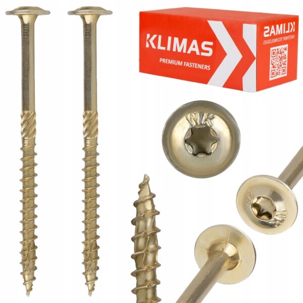KLIMAS Wkręty ciesielskie 6 x 220 mm do drewna łeb talerzowy Torx 100 szt.
