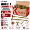 KLIMAS Wkręty ciesielskie 5 x 40 mm do drewna łeb talerzowy Torx 400 szt.