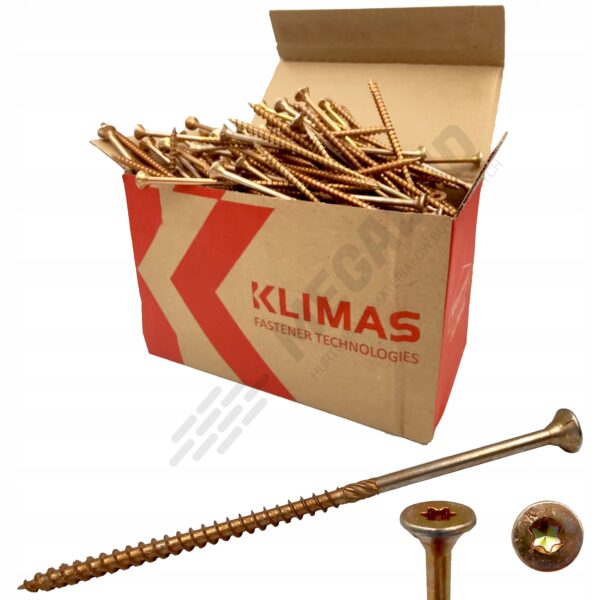 KLIMAS Wkręty ciesielskie 6 x 70 mm do drewna łeb talerzowy Torx 100 szt.