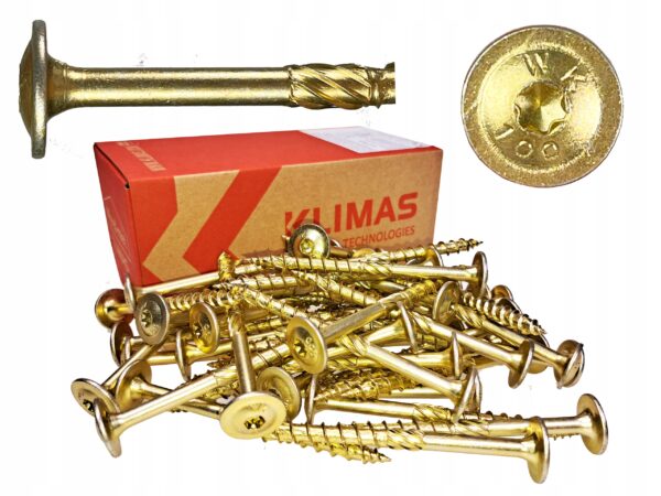 KLIMAS Wkręty ciesielskie 6 x 70 mm do drewna łeb talerzowy Torx 100 szt.