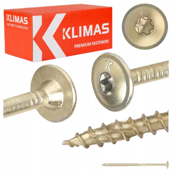 KLIMAS Wkręty ciesielskie 5 x 100 mm do drewna łeb talerzowy Torx 150 szt.