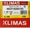 a283188a79cef4ebcf2fc298ee510814 KLIMAS Wkręty ciesielskie 6 x 260 mm do drewna łeb talerzowy Torx 100 szt.