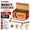 KLIMAS Wkręty ciesielskie 5 x 120 mm do drewna łeb talerzowy Torx 150 szt.