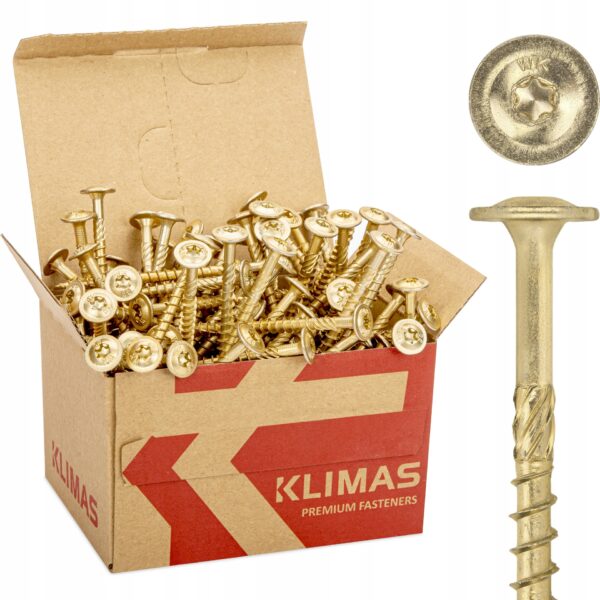 KLIMAS Wkręty ciesielskie 6 x 80 mm do drewna łeb talerzowy Torx 100 szt.