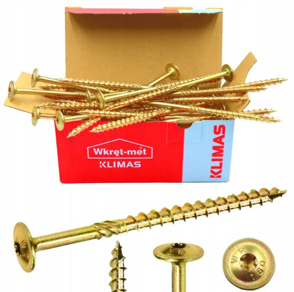 KLIMAS Wkręty ciesielskie 6 x 90 mm do drewna łeb talerzowy Torx 100 szt.